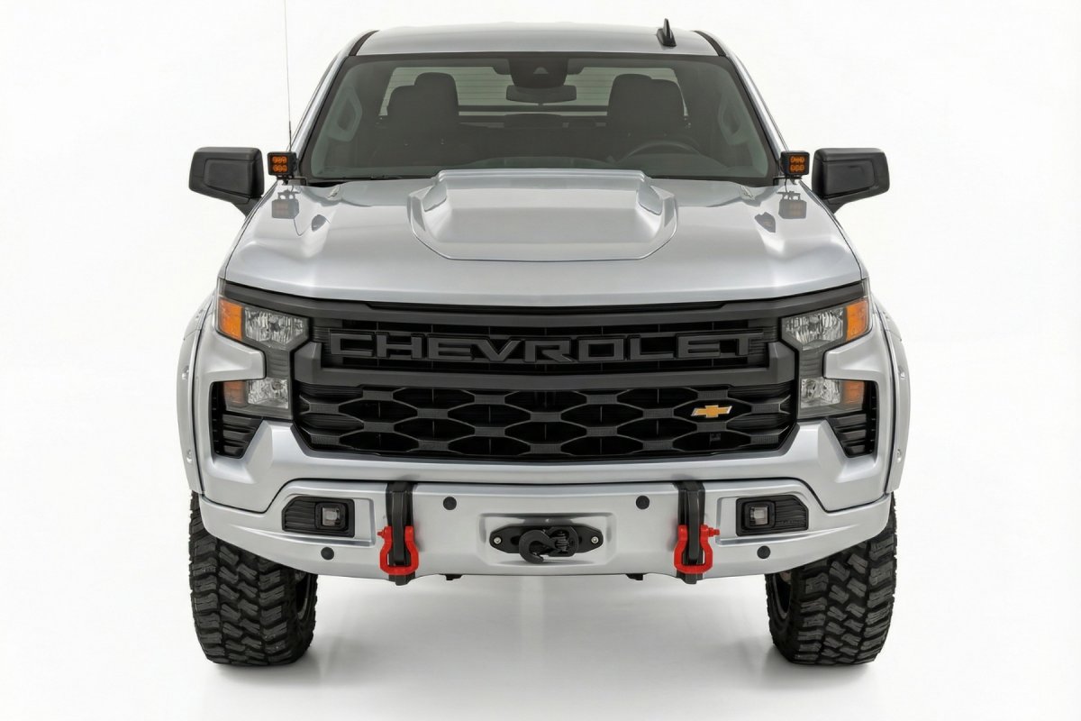 Chevrolet Silverado 1500 Bumper - Front - Rough Country - FXS - Silver Ice Metallic - '23-'26